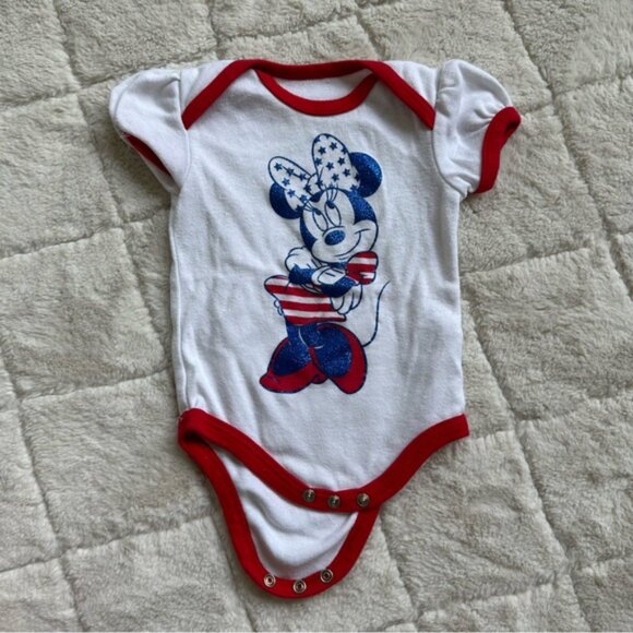 Disney Baby | Red, White & Blue, Minnie Mouse July 4th Onesie | Size 0-3 Months - Picture 3 of 7